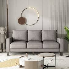 75 In Light Grey Fabric 3 Seater Loveseat Modern Living Room Furniture Sofa Removable Seat Cushion