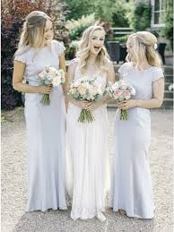 Sheath Round Neck Floor Length Light Blue Bridesmaid Dress With Lace 109 99 Bridesmaid Dresses In Bohoddress Com