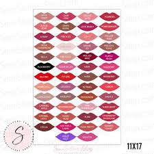 Lipsense 50 Lip Color Chart Lipstick Kisses Professional Prints 3 Sizes