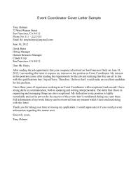 Cover Letter Examples For Event Coordinator