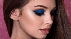 navy blue smokey eye makeup tutorial
