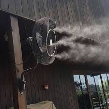 misting fan system with outdoor fan and
