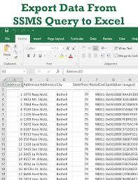 export data from ssms query to excel