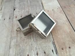 silver square glass door locket box