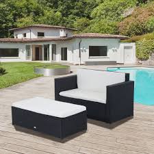 Furniture Deluxe Set 2pc Wicker Sofa