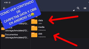 como ver carpeta data y obb en android