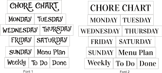 Chore Chart Monday Tuesday Wednesday Menu Plan Weekly To Do Done Stencil Set