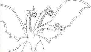 Godzilla is riding on bus rollers. King Ghidorah Coloring Pages Coloring Home