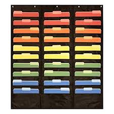30 Pocket Storage Pocket Chart Hanging Wall File Organizer By Essex Wares Organize Your Assignments Files Scrapbook Papers More Black