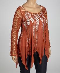 Take A Look At This Burnt Orange Crocheted Handkerchief Top