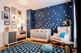 gold and blue nursery with silver and