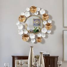 Round Flower Metal Wall Mirror Wall Art