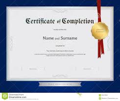 Certificate Of Completion Template With Blue Border Stock
