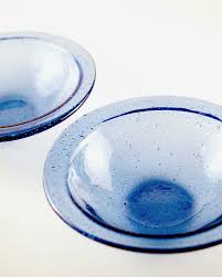Set Of 2 Glass Bowls Blue