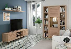 Meubles salon en bois Kronos : 3 étagères, 1 colonne et 1 meuble tv - -  Ramis