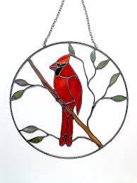 Stained Glass Cardinal Suncatcher
