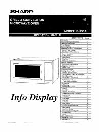 Consult your sharp carousel convection microwave cookbook for helpful hints for convection and combi­ nation cooking. Sharp R 950a Owners Manual Pdf