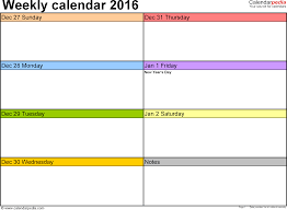 Weekly Calendars 2016 For Word 12 Free Printable Templates