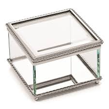 Nickel Plated Hinged Square Glass Box
