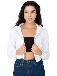 Buy American Apparel Womens Cropped Flex Fleece Zip Hoodie