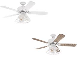 Modern industrial ceiling fan with light: Ceiling Fan Barnett White 122cm 48 With Led Home Commercial Heaters Ventilation Ceiling Fans Uk
