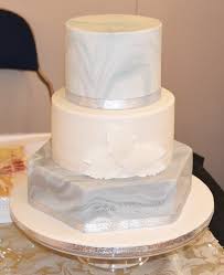 3 Tier Light Blue Grey White Marbled Fondant Wedding Cake