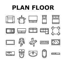 floor plan interior furniture icons set