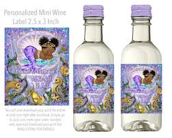 Afro Mermaid Baby Shower Wine Bottle
