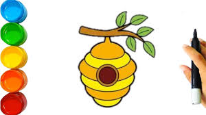 drawing bee hive honey bee home