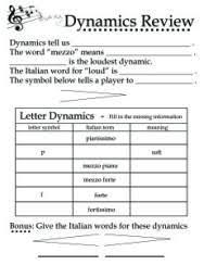 Music Quiz Dynamics Review Chart Music Worksheets Music