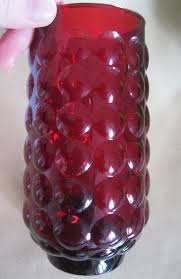 Ruby Red Bubble Glass Vase