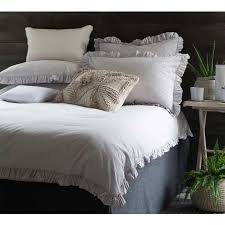 malmo luxury bed linen grey ruffle
