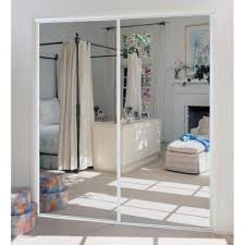 White Mirror Steel Framed Sliding Door