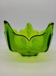 Viking Glass Lotus Green Bowl Vintage