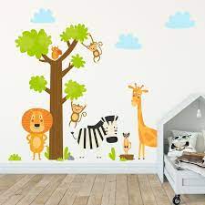 Jungle Animals And Tree Wall Sticker