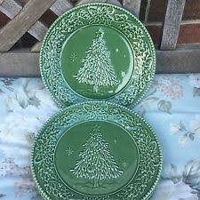 Cracker barrel old country store lighted christmas building village house 2005. Lot Of Cracker Barrel Peace On Earth Green Embossed Christmas Tree Plates New Green Plates Christmas Plates Plates