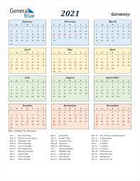 Download or print this free united states 2021 calendar with holidays as pdf, word document, or excel spreadsheet. 2021 Germany Calendar With Holidays