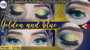 golden and blue makeup tutorial for