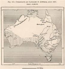 Inhabitants And Languages Of Australia About 1850 1885 Old Antique Map Chart