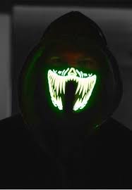 Green Fangs Led Light Up Mask El Panel Face Masks