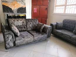 trendy two seater grey sofa set for