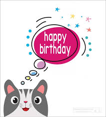 birthday clipart cute cat with thought