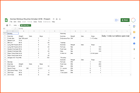 google sheets workout planner templates