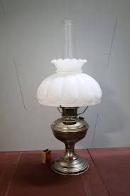 Antique Miller Oil Lamp With Milk Glass