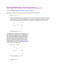 solving multi step linear equations