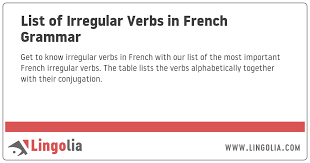 List Of Irregular Verbs In French Grammar