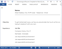 Chronological Resume Template For Word