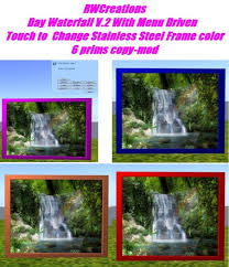 Perhaps if you used a clear aftercoat, the colouring will be protected from environmental damage. Second Life Marketplace Animated Waterfall Backround Screen V2 Menu Driven Touch Change Color Stainless Steel Frame Boxed