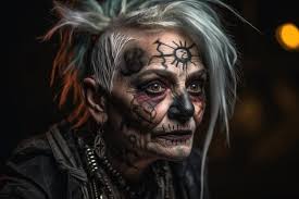old woman cybergoth with punk makeup ai