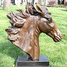 Antique Bronze Horse Head Statue Garden
